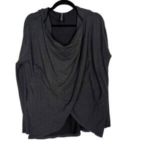 Athleta XSmall Charcoal Heather Gray Purana Wrap Sweatshirt Hooded Modal Stretch